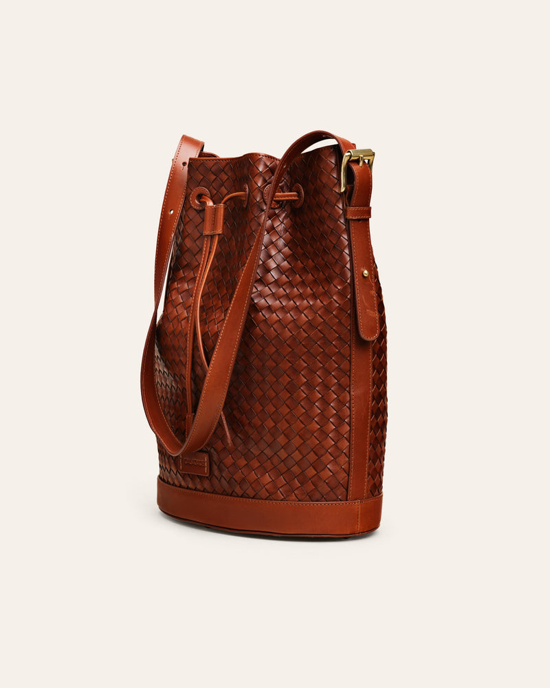 Cala Jade Gaya Bucket bag in nutmeg brown leather 2