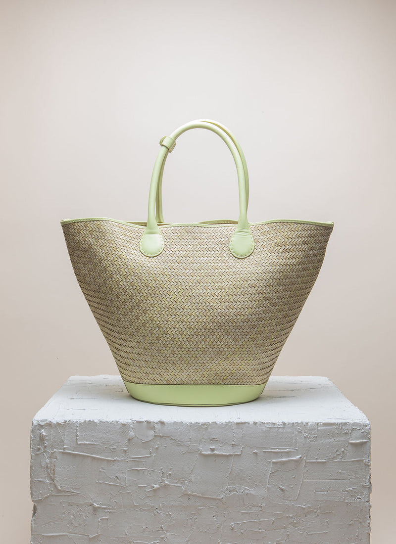 Cala Jade large Sandhi beige and green tote bag